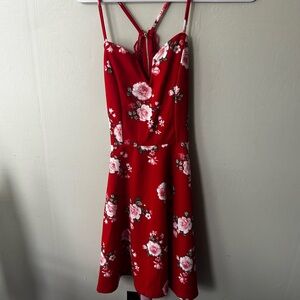 No Boundaries Red Floral Mini Dress